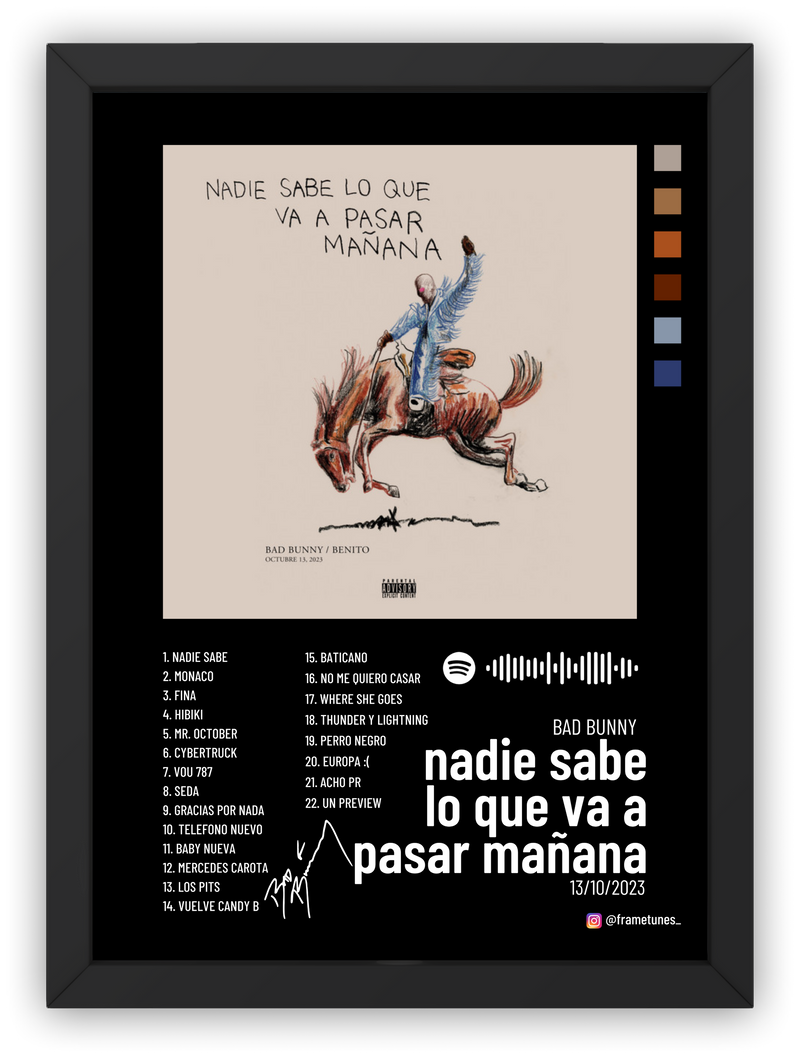 Cuadro Bad Bunny - nadie sabe lo que va a pasar mañana